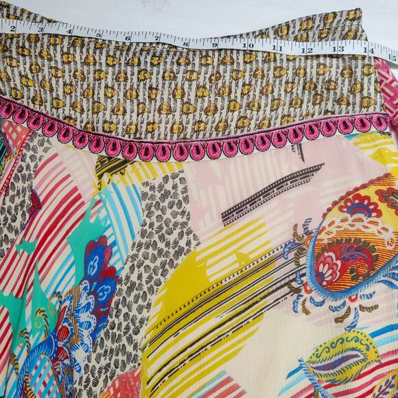 Bhanuni by Jyoti Camella Tie Front Ruffled Colorful Boho Midi Skirt 2 *Patched - Picture 15 of 16